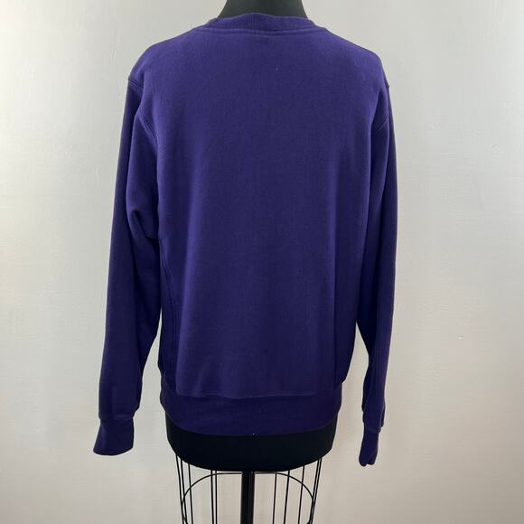 NYU New York University Champion Purple Crewneck Cotton Blend Sweatshirt Size S - Picture 6 of 9